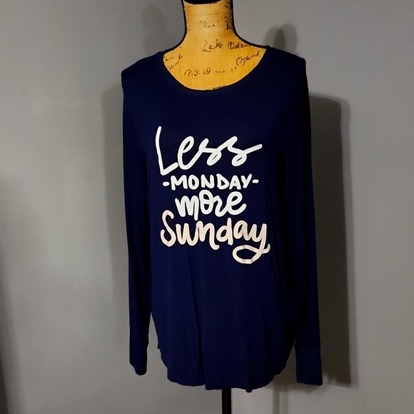 Less- Monday- More Sunday: Navy & white long sleeve t shirt. Super soft! - Picture 1 of 7